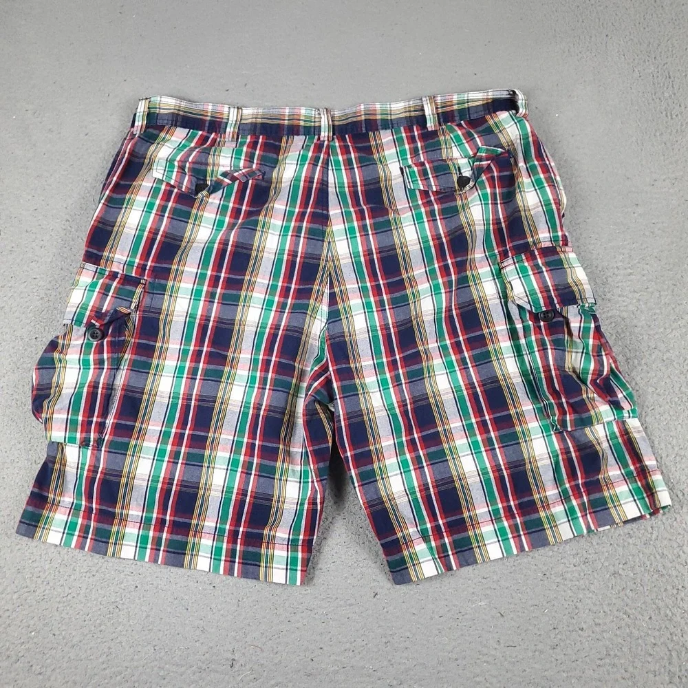 Ralph Lauren Cargo Shorts Mens 42 Blue Red Plaid Outdoors Hiking Camping